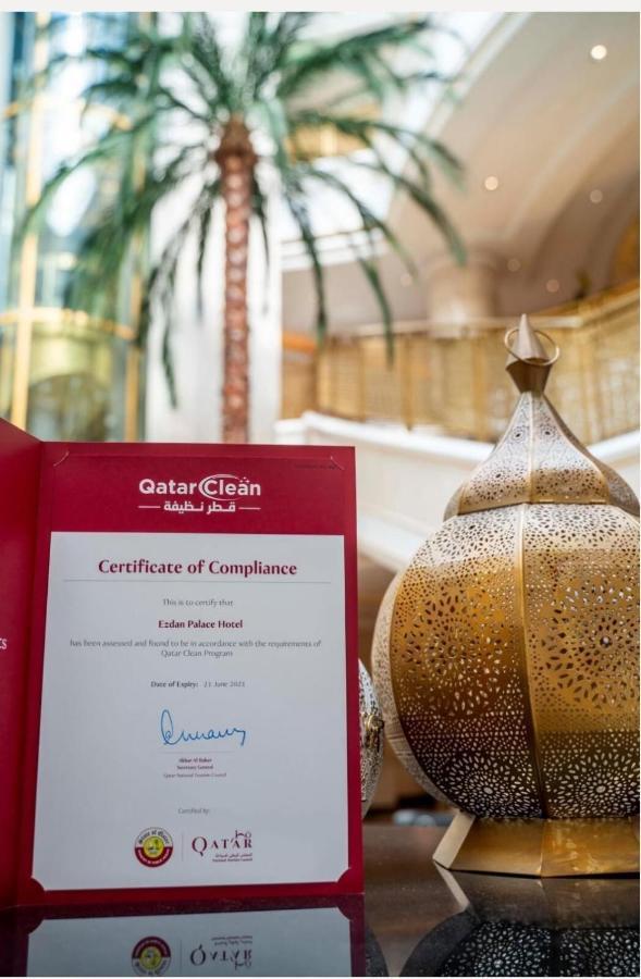 Ezdan Palace Hotel Doha Exterior foto A certificate of compliance with the Qatar Clean program